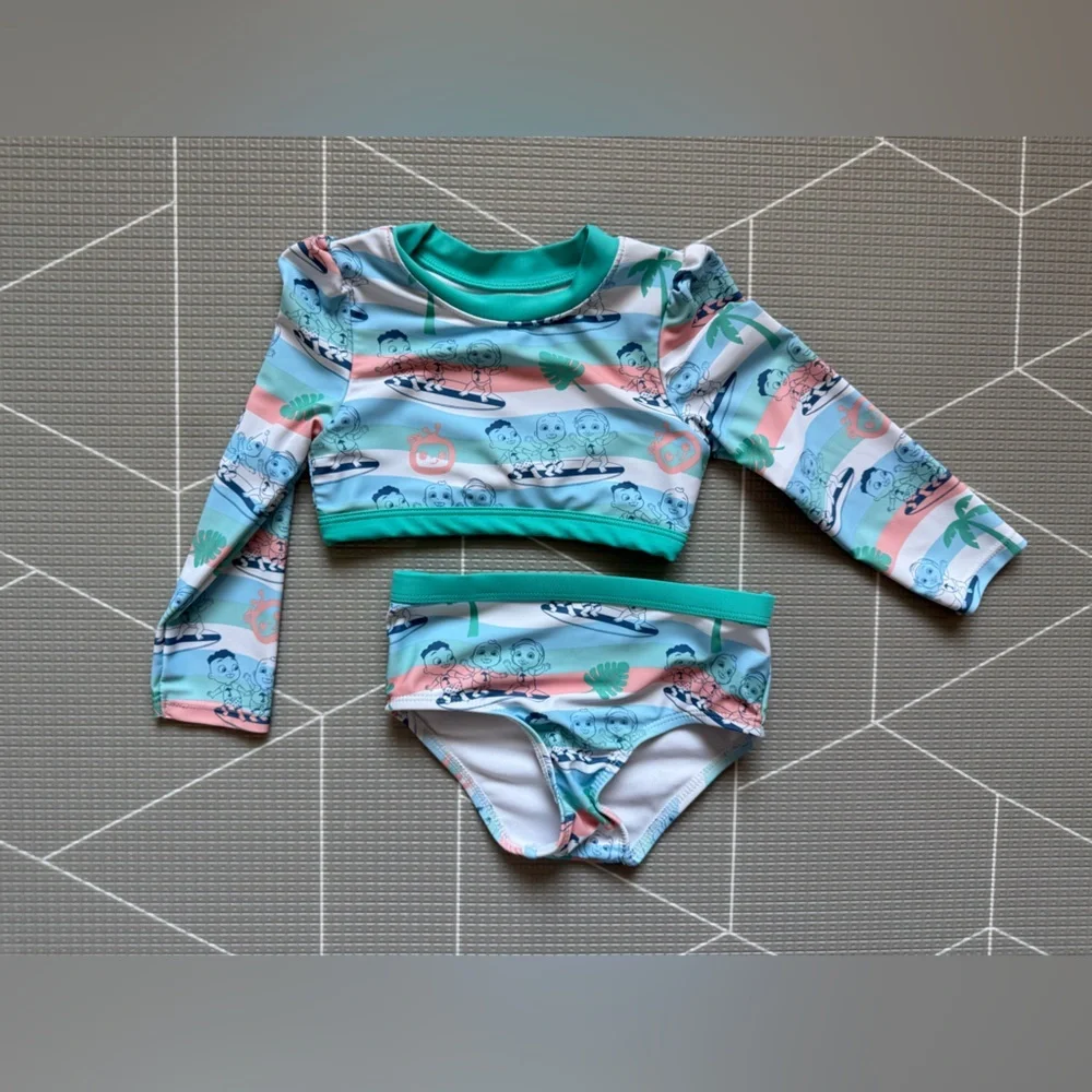Cocomelon|Baby girl/toddler two piece matching bikini set swimwear,long sleeve•